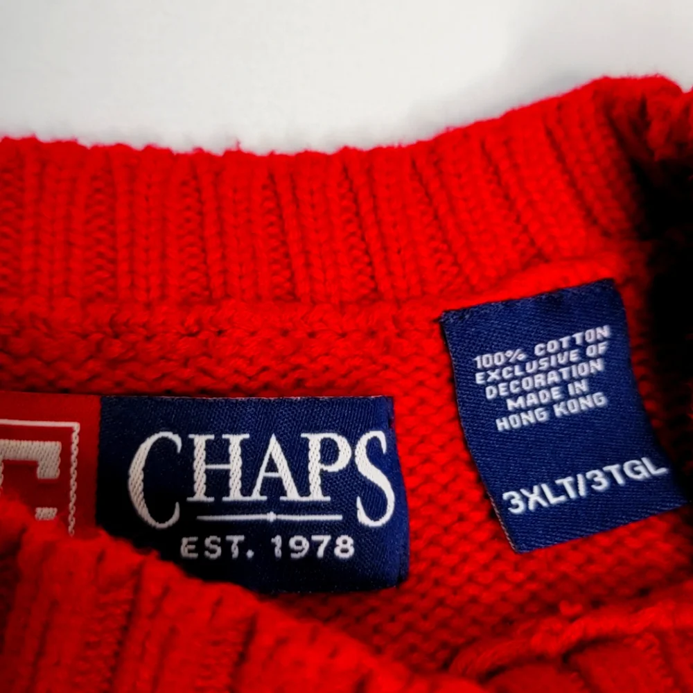Big & Tall Chaps Red Cotton Sweater‎ Size 3XLT #0389